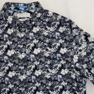 Denim & Flower Floral Tropical Short Sleeve XL Dark Blue White Button-Down Mens